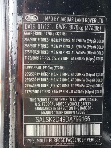 Photo 10 from auction – 2013 LAND ROVER RANGE ROVE with VIN SALSK2D49DA799166