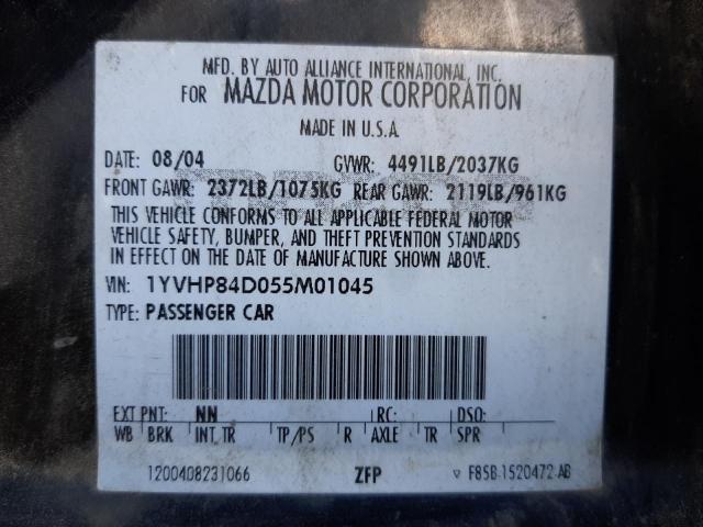 Photo 10 from auction – 2005 MAZDA 6 S with VIN 1YVHP84D055M01045
