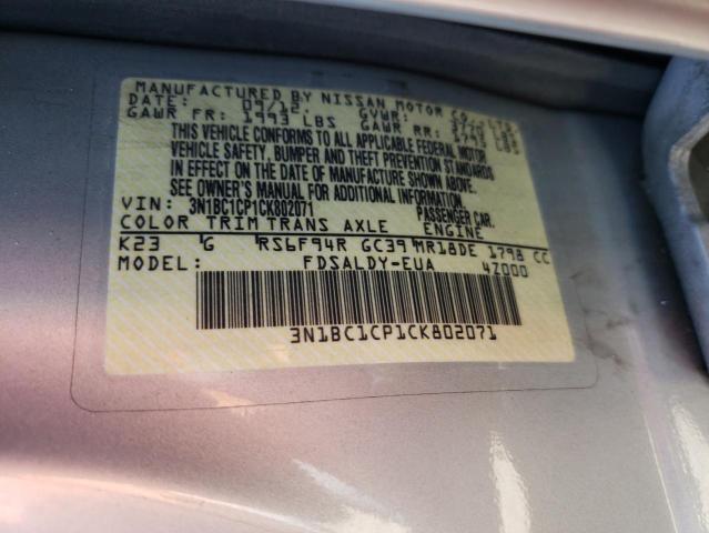 Photo 10 from auction – 2012 NISSAN VERSA S with VIN 3N1BC1CP1CK802071