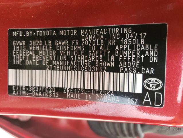 Photo 10 from auction – 2017 TOYOTA COROLLA L with VIN 2T1BURHE5HC903862