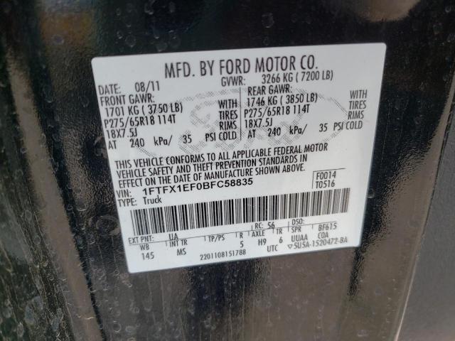 Photo 10 from auction – 2011 FORD F150 SUPER with VIN 1FTFX1EF0BFC58835