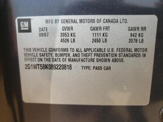 Photo 10 from auction – 2008 CHEVROLET IMPALA LT with VIN 2G1WT58K089220818