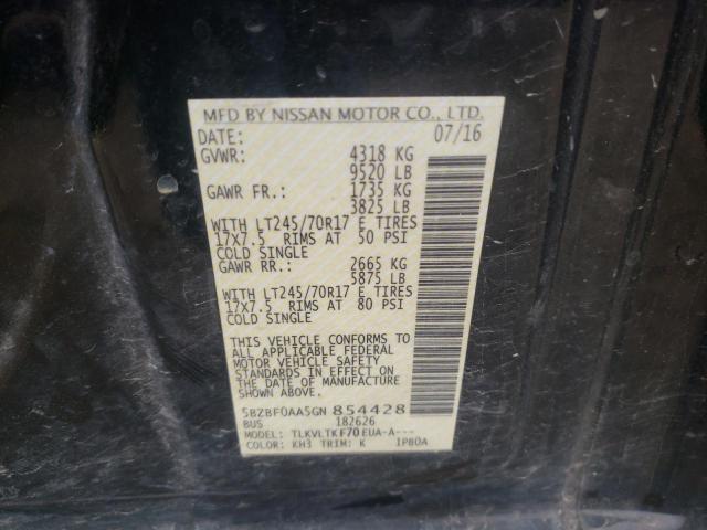 Photo 10 from auction – 2016 NISSAN NV 3500 S with VIN 5BZBF0AA5GN854428