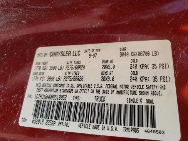 Photo 10 from auction – 2008 DODGE RAM 1500 S with VIN 1D7HU18N68S518052
