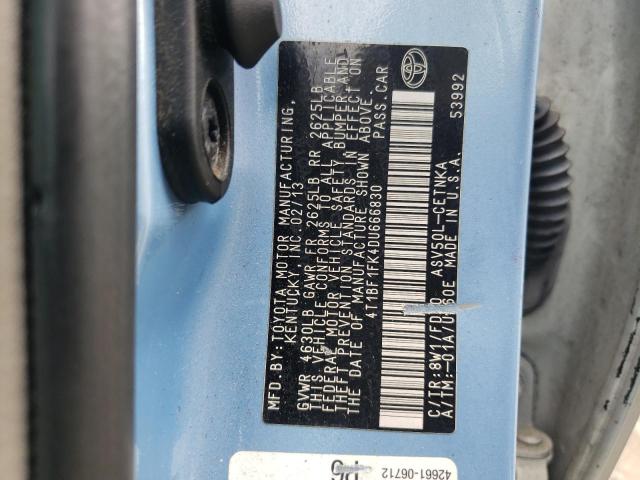 Photo 10 from auction – 2013 TOYOTA CAMRY L with VIN 4T1BF1FK4DU666830