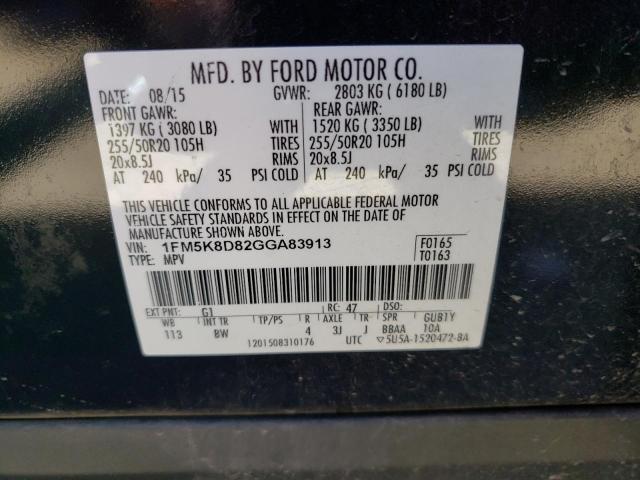 Photo 10 from auction – 2016 FORD EXPLORER X with VIN 1FM5K8D82GGA83913
