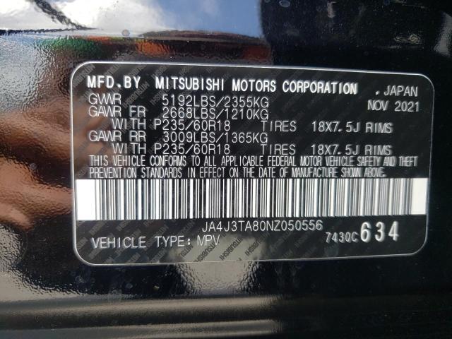 Photo 10 from auction – 2022 MITSUBISHI OUTLANDER with VIN JA4J3TA80NZ050556