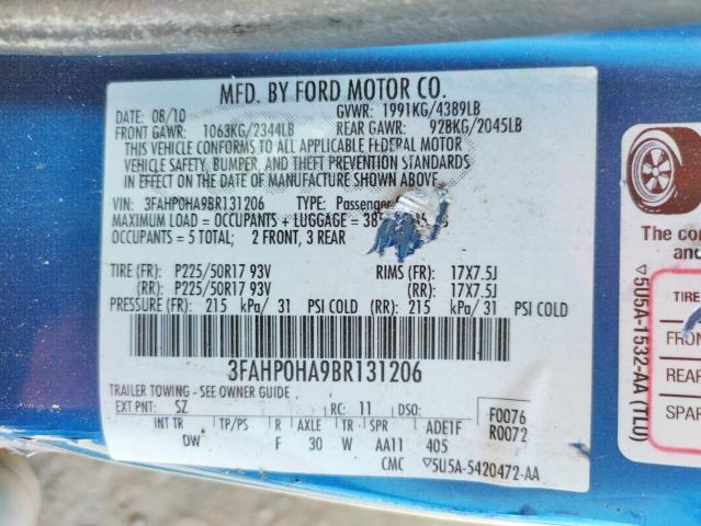 Photo 10 from auction – 2011 FORD FUSION SE with VIN 3FAHP0HA9BR131206