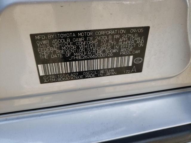 Photo 10 from auction – 2006 LEXUS IS 350 with VIN JTHBE262662000126