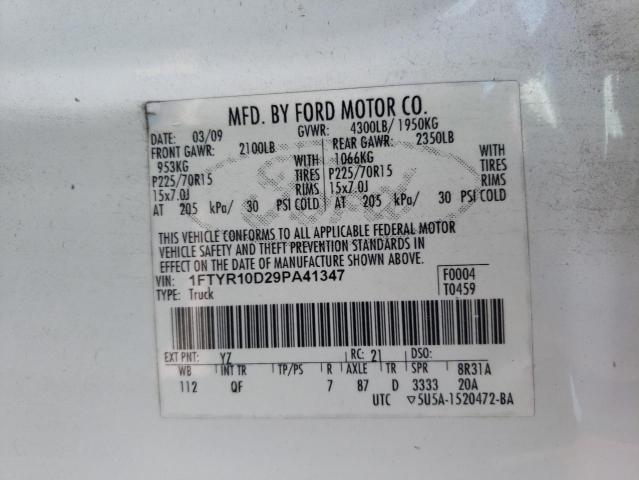 Photo 10 from auction – 2009 FORD RANGER with VIN 1FTYR10D29PA41347