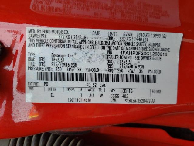 Photo 10 from auction – 2012 FORD FOCUS SE with VIN 1FAHP3F23CL268610
