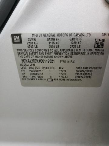 Photo 10 from auction – 2012 GMC TERRAIN SL with VIN 2GKALMEK1C6119821