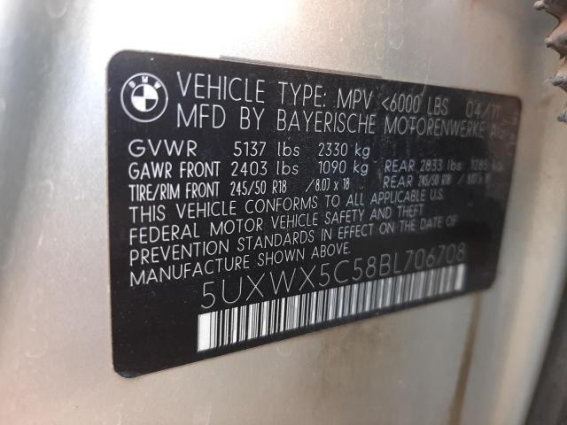 Photo 10 from auction – 2011 BMW X3 XDRIVE2 with VIN 5UXWX5C58BL706708