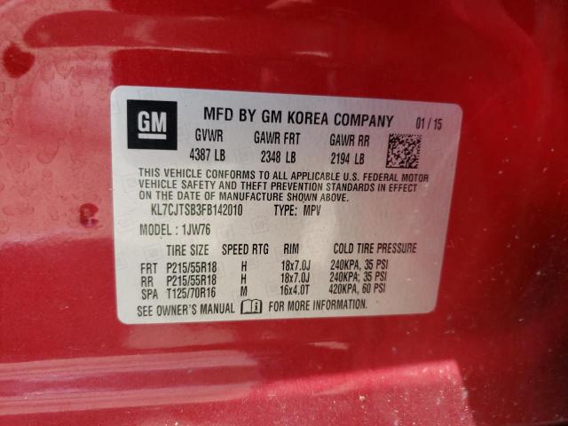 Photo 10 from auction – 2015 CHEVROLET TRAX LTZ with VIN KL7CJTSB3FB142010