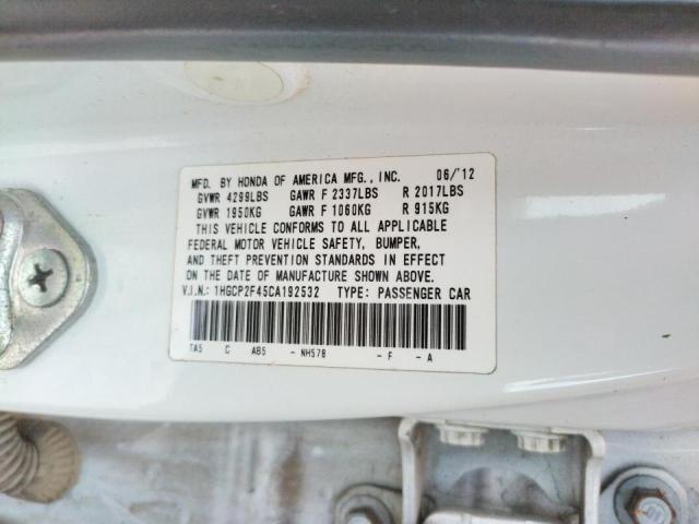 Photo 10 from auction – 2012 HONDA ACCORD LXP with VIN 1HGCP2F45CA192532