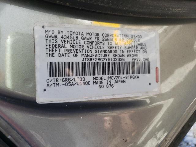 Photo 10 from auction – 2000 LEXUS ES 300 with VIN JT8BF28G2Y5102336