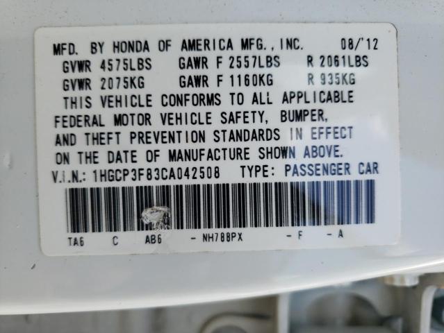 Photo 10 from auction – 2012 HONDA ACCORD EXL with VIN 1HGCP3F83CA042508