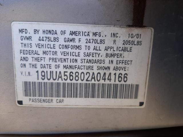 Photo 10 from auction – 2002 ACURA 3.2TL TYPE with VIN 19UUA56802A044166
