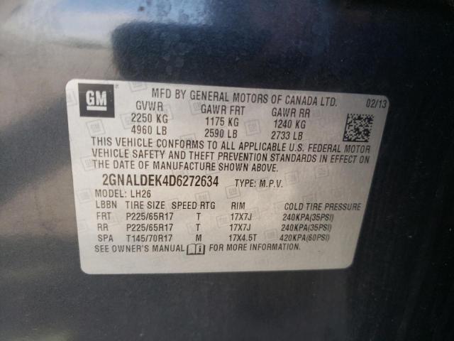 Photo 10 from auction – 2013 CHEVROLET EQUINOX LT with VIN 2GNALDEK4D6272634