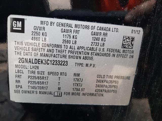 Photo 10 from auction – 2012 CHEVROLET EQUINOX LT with VIN 2GNALDEK3C1233223