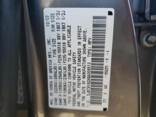 Photo 10 from auction – 2008 ACURA RDX with VIN 5J8TB182X8A006513