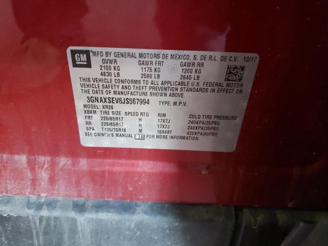 Photo 10 from auction – 2018 CHEVROLET EQUINOX LT with VIN 3GNAXSEV8JS567994