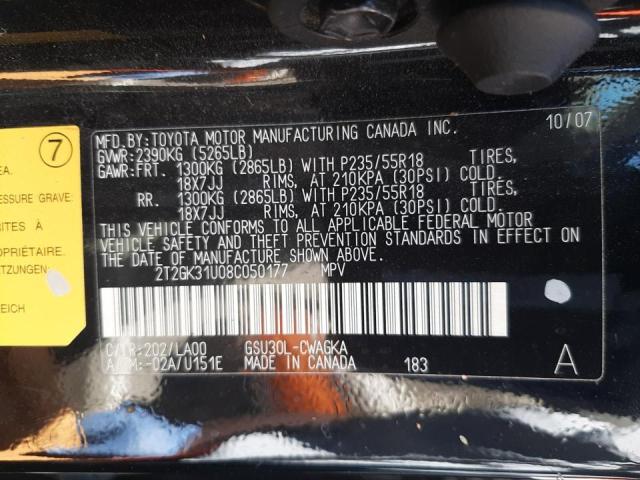 Photo 10 from auction – 2008 LEXUS RX 350 with VIN 2T2GK31U08C050177