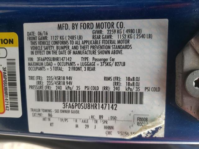 Photo 10 from auction – 2017 FORD FUSION TIT with VIN 3FA6P0SU8HR147142