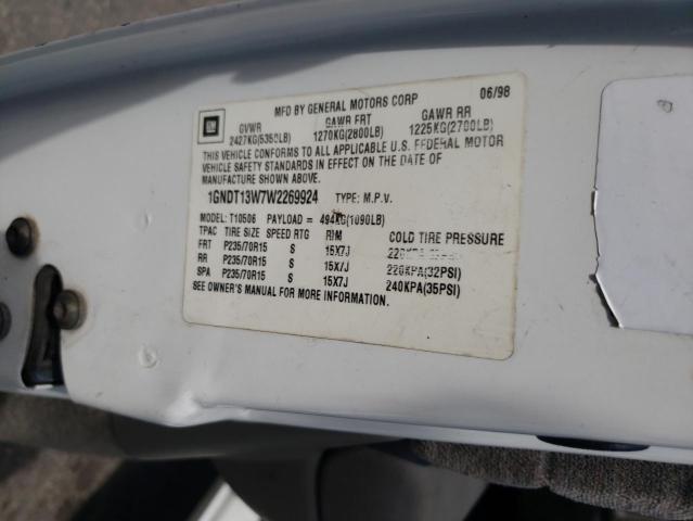 Photo 10 from auction – 1998 CHEVROLET BLAZER with VIN 1GNDT13W7W2269924