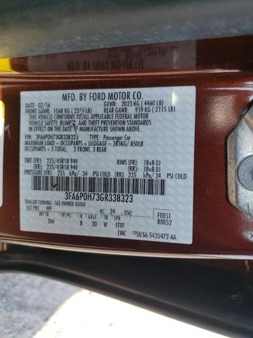 Photo 10 from auction – 2016 FORD FUSION SE with VIN 3FA6P0H73GR338323