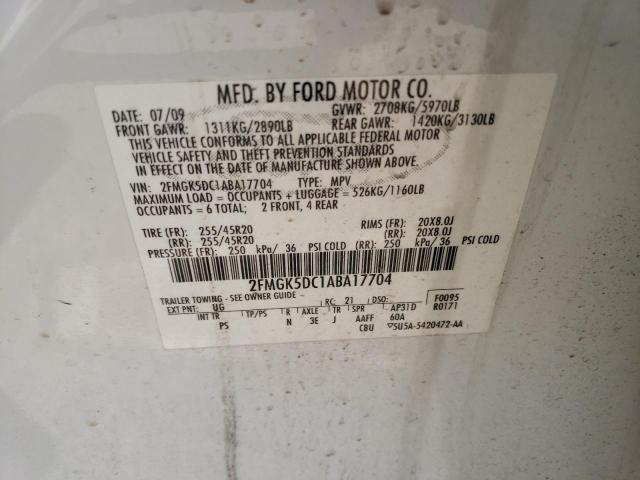 Photo 10 from auction – 2010 FORD FLEX LIMIT with VIN 2FMGK5DC1ABA17704