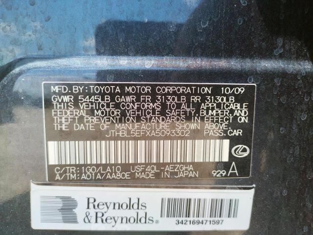 Photo 10 from auction – 2010 LEXUS LS 460 with VIN JTHBL5EFXA5093302