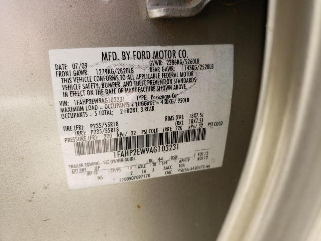 Photo 10 from auction – 2010 FORD TAURUS SEL with VIN 1FAHP2EW9AG103231