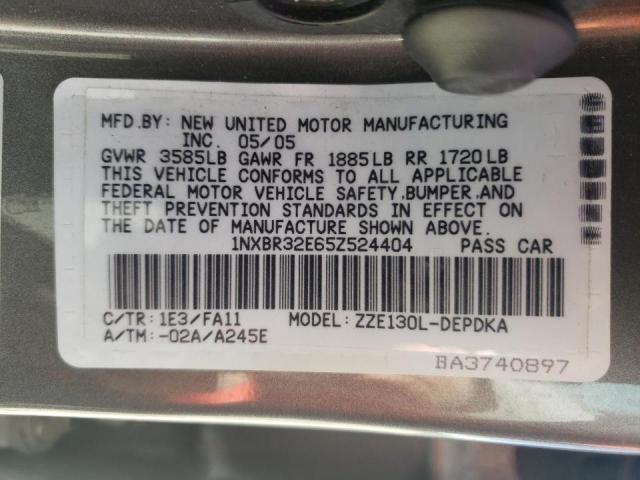 Photo 10 from auction – 2005 TOYOTA COROLLA CE with VIN 1NXBR32E65Z524404