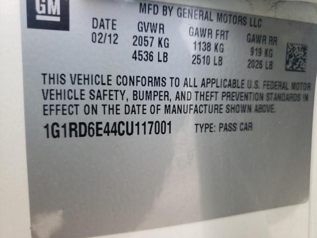 Photo 10 from auction – 2012 CHEVROLET VOLT with VIN 1G1RD6E44CU117001