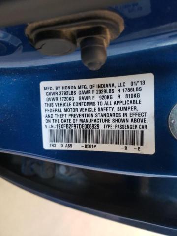 Photo 10 from auction – 2013 HONDA CIVIC EXL with VIN 19XFB2F97DE006929