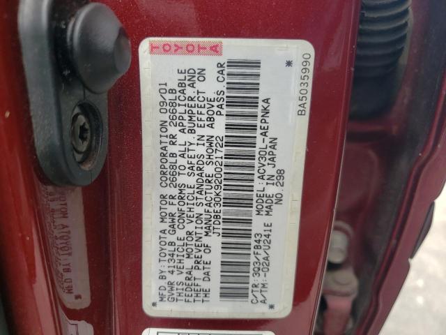 Photo 10 from auction – 2002 TOYOTA CAMRY LE with VIN JTDBE30K920021722
