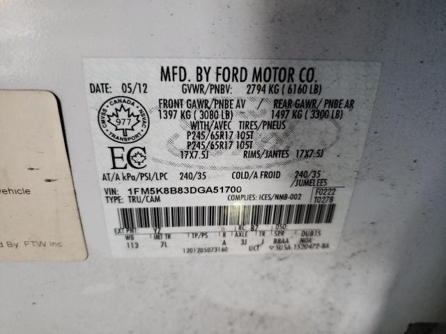 Photo 10 from auction – 2013 FORD EXPLORER with VIN 1FM5K8B83DGA51700
