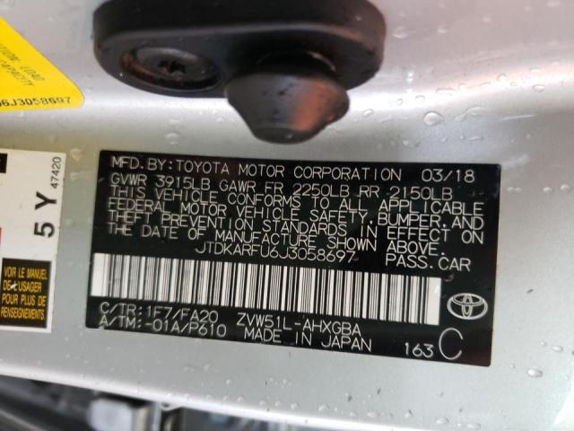 Photo 10 from auction – 2018 TOYOTA PRIUS with VIN JTDKARFU6J3058697