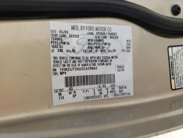 Photo 10 from auction – 2005 FORD EXPLORER X with VIN 1FMZU72K65ZA59863