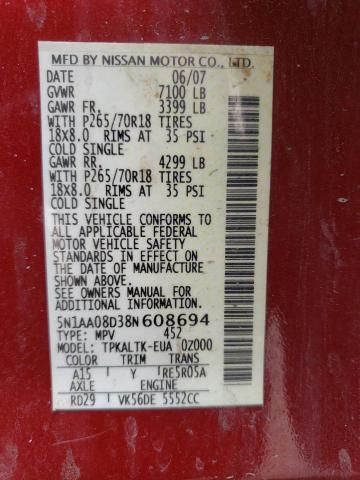 Photo 10 from auction – 2023 NISSAN ARMADA SE with VIN 5N1AA08D38N608694