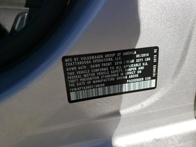 Photo 10 from auction – 2013 VOLKSWAGEN PASSAT S with VIN 1VWAP7A36DC136085