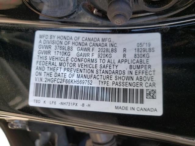Photo 10 from auction – 2019 HONDA CIVIC LX with VIN 2HGFC2F66KH569752