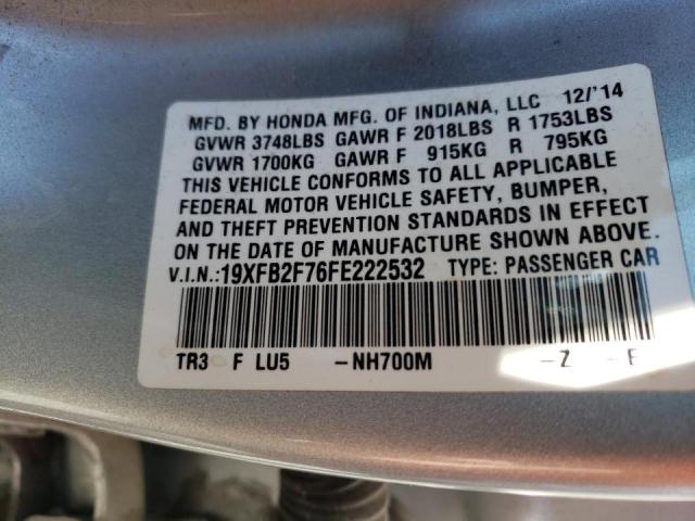 Photo 10 from auction – 2015 HONDA CIVIC SE with VIN 19XFB2F76FE222532