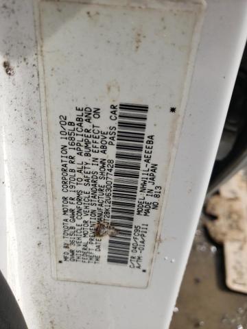 Photo 10 from auction – 2003 TOYOTA PRIUS with VIN JT2BK12U630077428