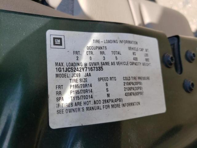 Photo 10 from auction – 2000 CHEVROLET CAVALIER with VIN 1G1JC5242Y7167335