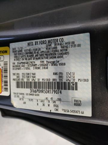 Photo 10 from auction – 2013 FORD FUSION SE with VIN 3FA6P0HR5DR179074