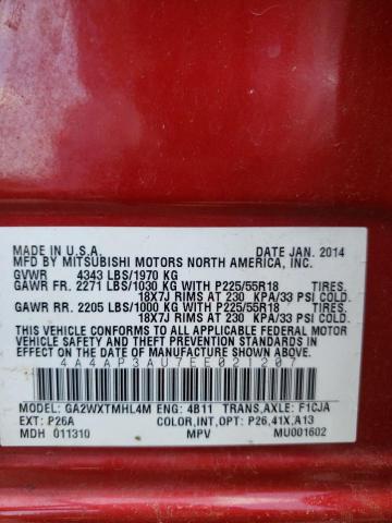 Photo 10 from auction – 2014 MITSUBISHI OUTLANDER with VIN 4A4AP3AU7EE021207