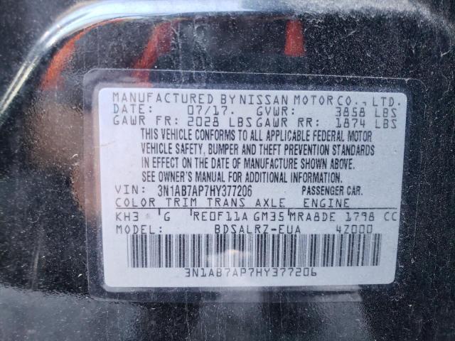 Photo 10 from auction – 2017 NISSAN SENTRA S with VIN 3N1AB7AP7HY377206