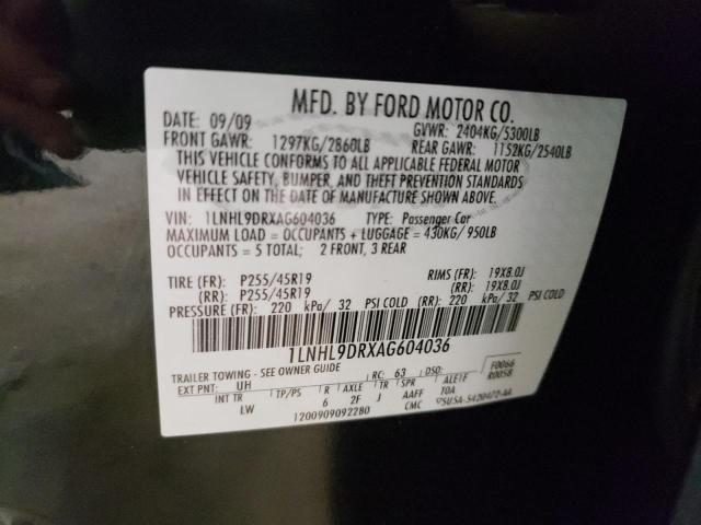 Photo 10 from auction – 2010 LINCOLN MKS with VIN 1LNHL9DRXAG604036
